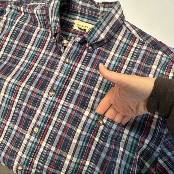 Eddie Bauer Mens Checkered Button Up Shirt Long Sleeve Cotton Country Casual - Picture 3 of 11
